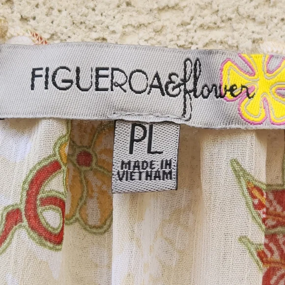 FIG & FLOWER Maxi Dress Women's Large Petite Prarie Tiered Chiffon Boho Puff Slv - Picture 6 of 14